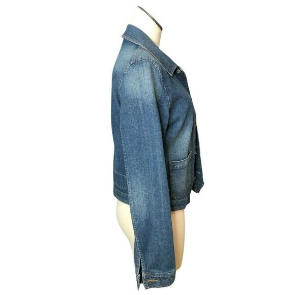 Lauren Jeans Jean Jacket Womens M Blue Denim Blazer Pockets Buttons Medium Wash - Picture 5 of 8